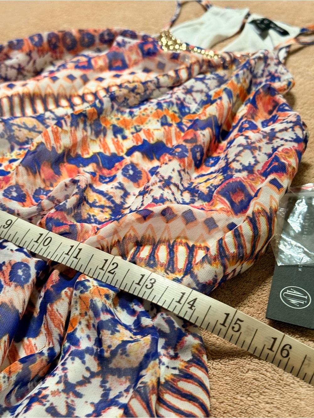 As U Wish Navy & Coral Printed Halter Dress